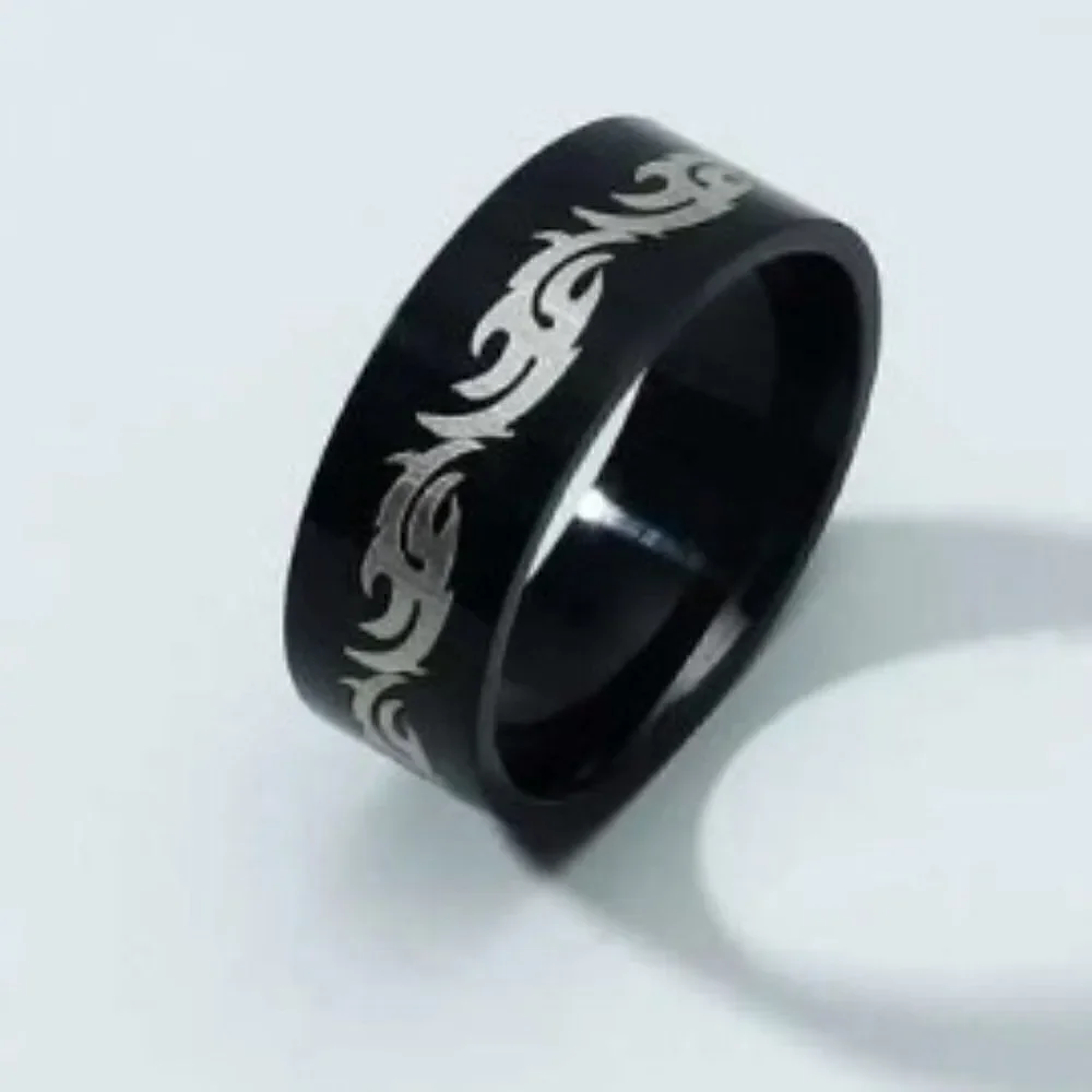 Stainless Steel Tribal Design Ring